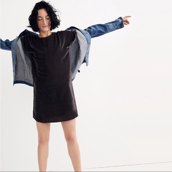 Madewell Velvet Bow-Back Tee Dress - Picture 1 of 7